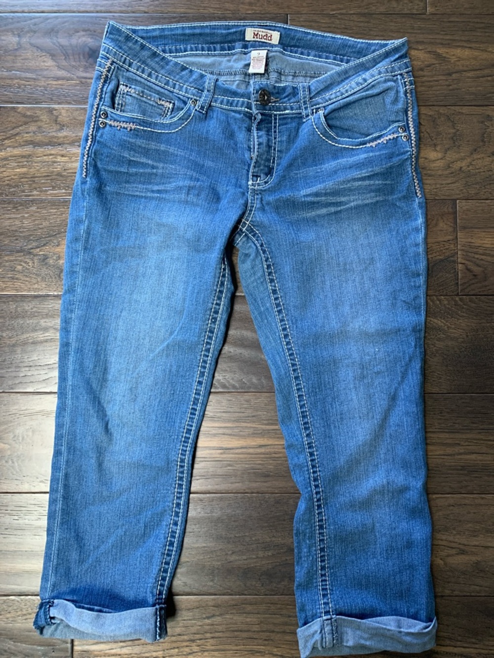 Mudd Women’s Medium Blue Boyfriend Jeans w/Rolled Cuffs.Pre-Owned.Size9.Waist 32